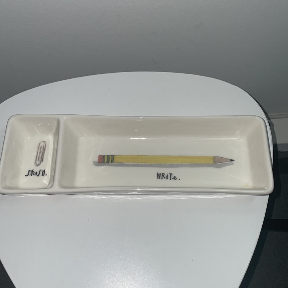 Rae Dunn Artisan Collection Stash/Write Organizer Pencil Paperclip Desk Office